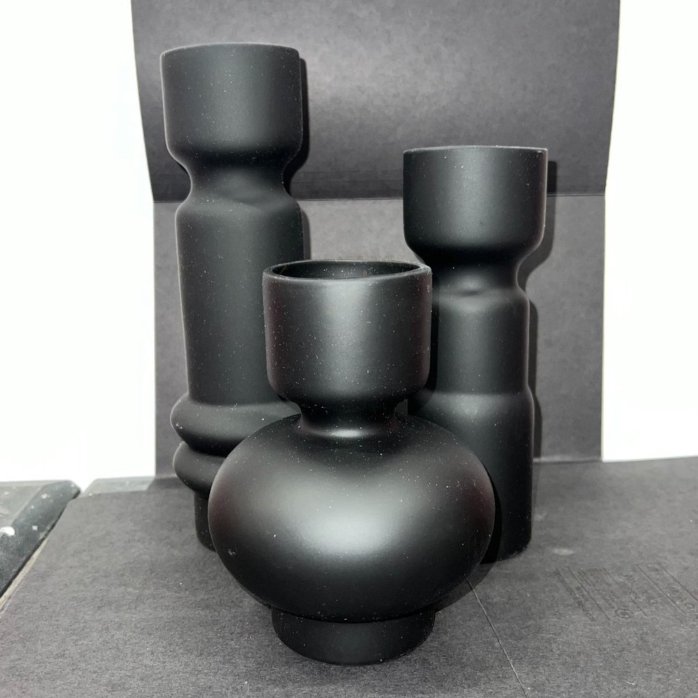 VASE SET - 3 BLACK VASES